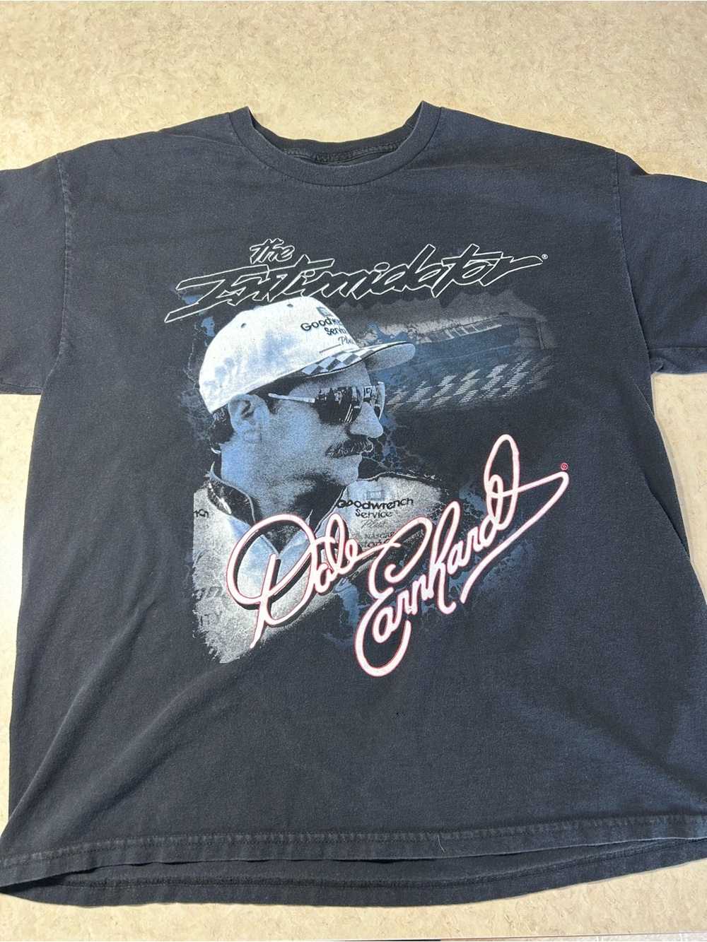 Vintage Style Dale Earnhardt “The Intimidator” NASCAR Tee XL Black Double Sided